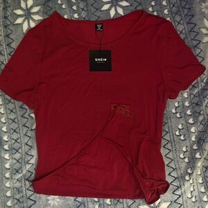 SHEIN Rich Red Short Sleeve Bodysuit